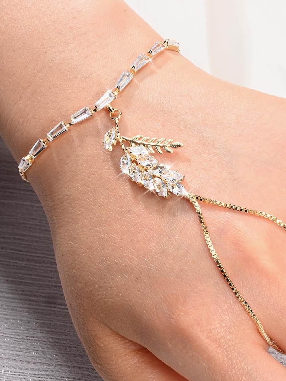 Silver Leaf Connector Bracelet Necklace - Women's Silver Jewelry - Picture 2 of 2
